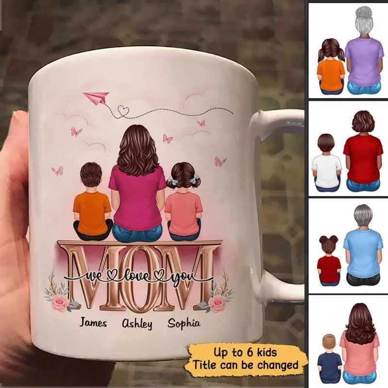 unique gift tea mug -Mom Grandma And Kids On Text Personalized Mug