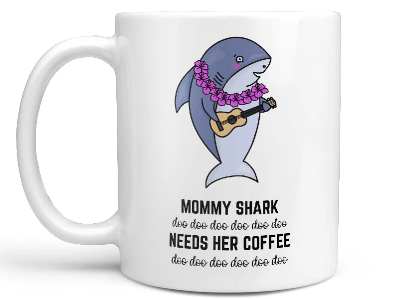 coffee mug with gold trim -Mommy Shark Coffee Mug