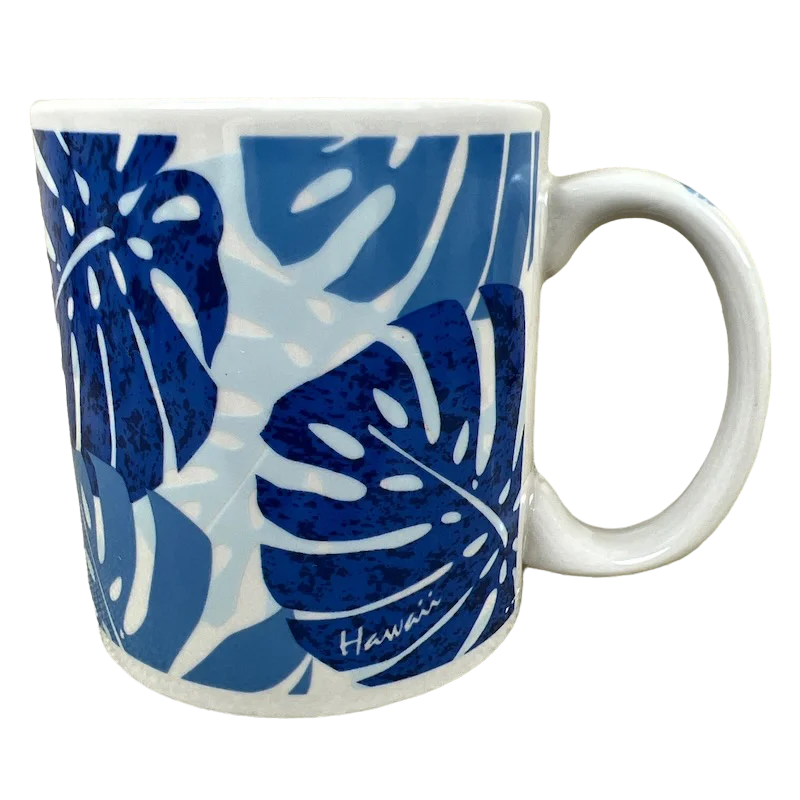 minimalist coffee mug -Monstera Blues Large Mug The Islander Group