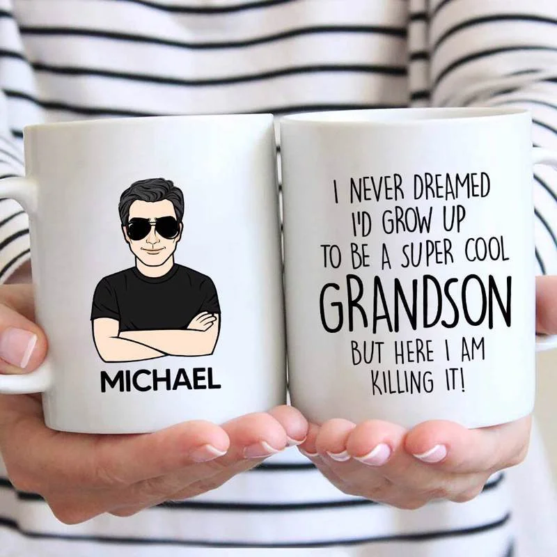 insulated coffee cup for cold drinks -Never Dream To Be Cool Grandson Granddaughter Personalized Mug