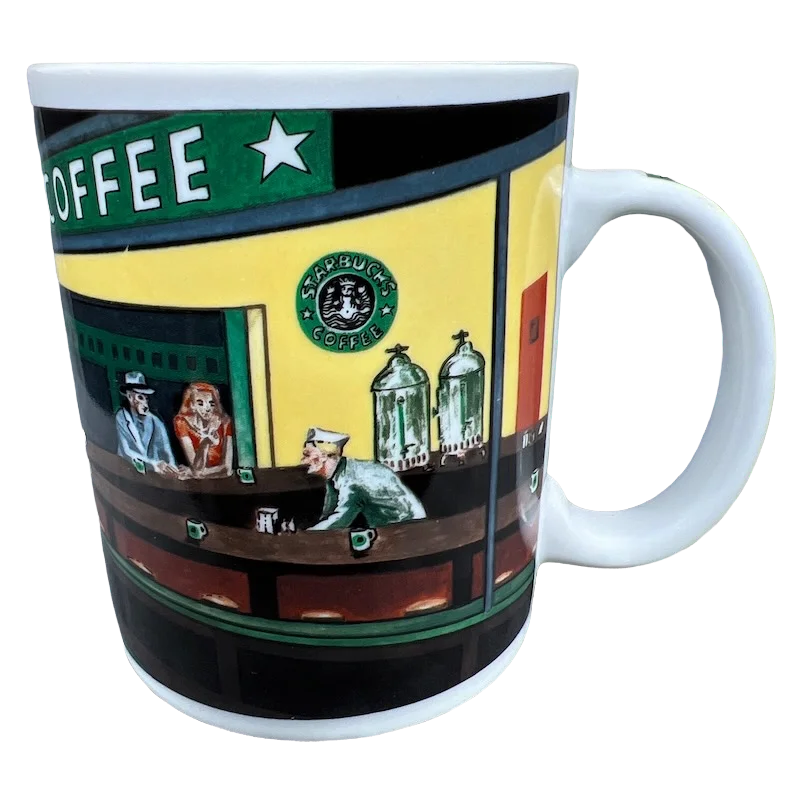 personalized insulated coffee mug -Nighthawks Diner Scene D. Burrows Mug Chaleur For Starbucks