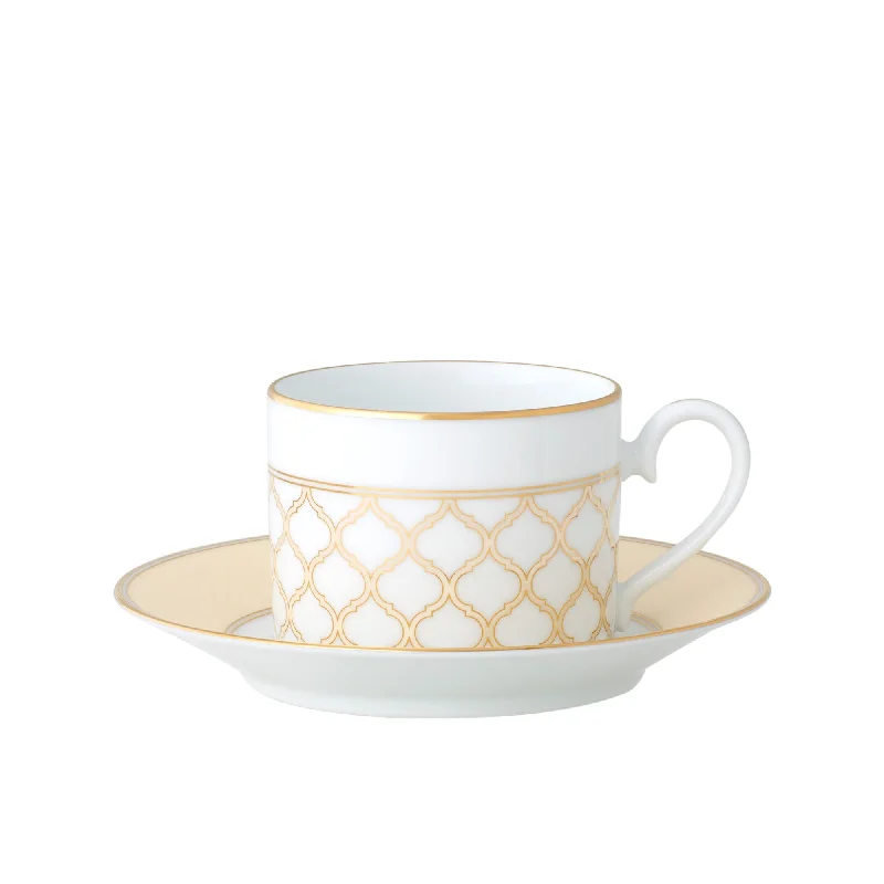 cute coffee mug for friends -Noritake Eternal Palace Tea Cup and Saucer 225ml Caramel