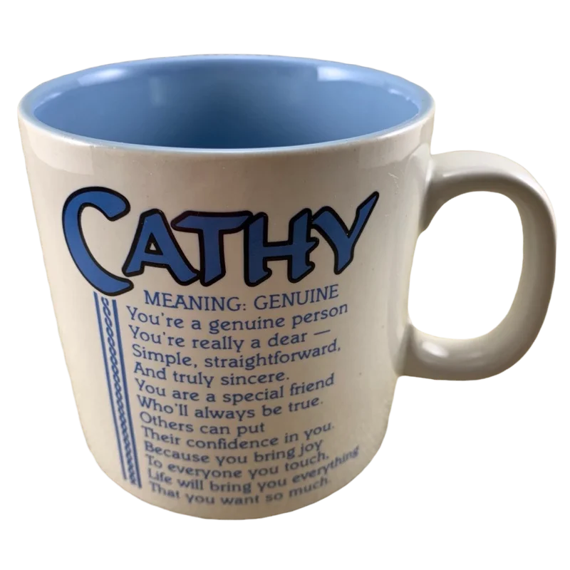 ceramic mug with cute design -CATHY Poetry Name Blue Interior Mug Papel