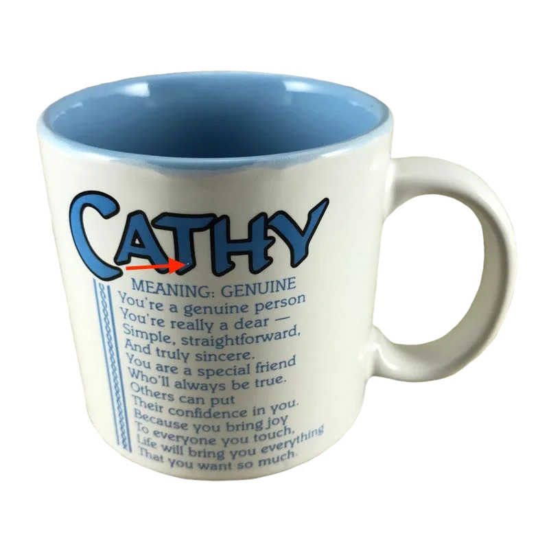 coffee mug with artwork -CATHY Poetry Name Light Blue Interior Mug Papel