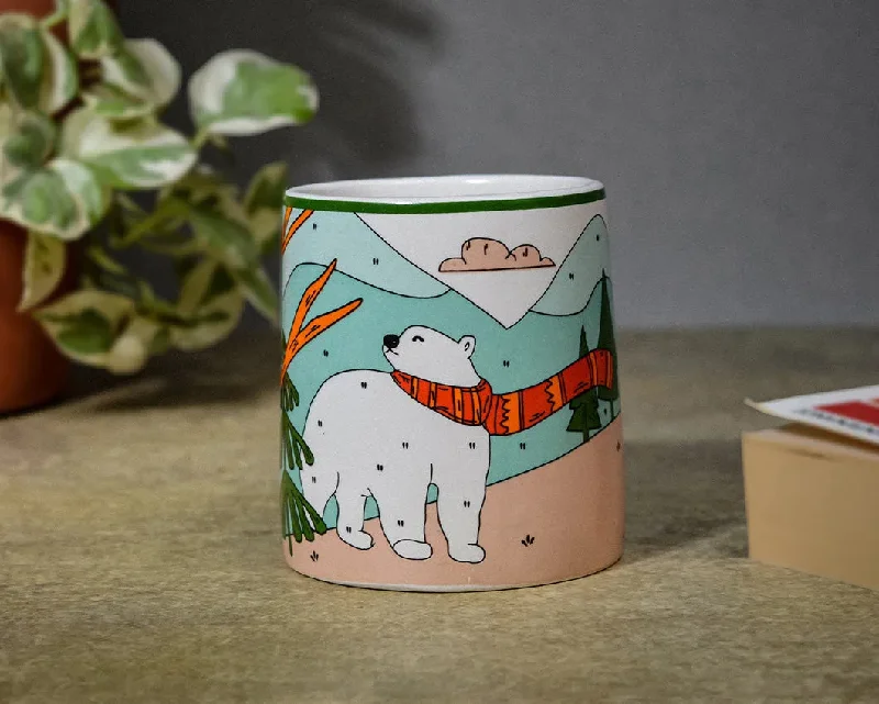 colorful tea cup set -Polar Bear In His Red Muffler Cermaic Coffe Mug