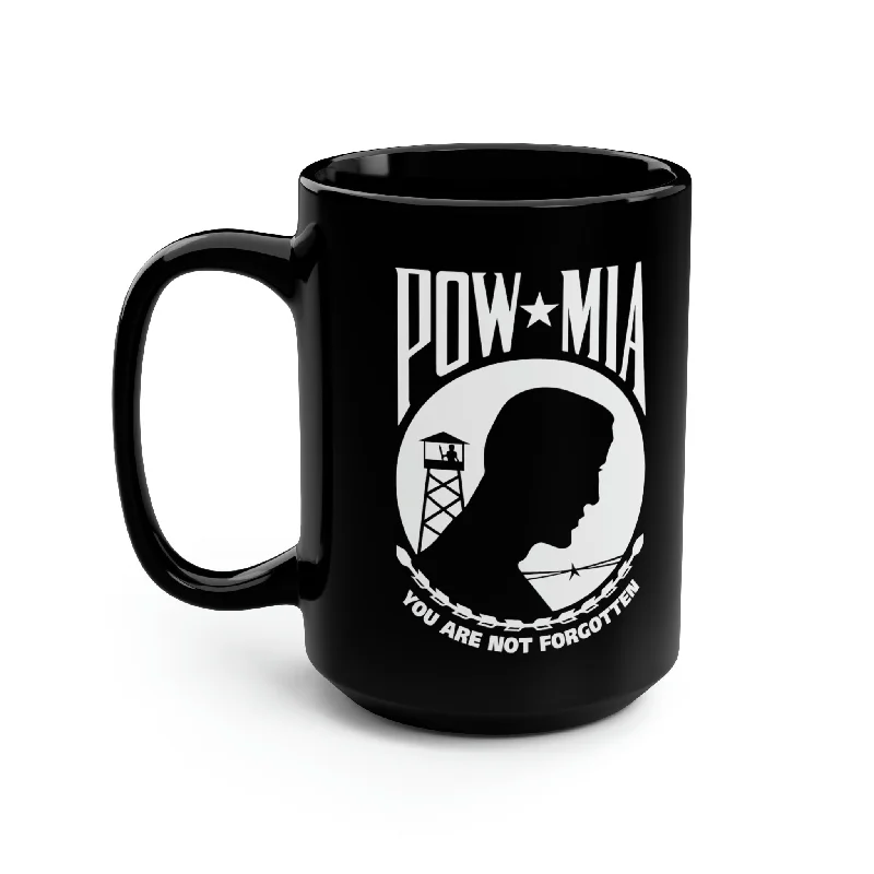 travel mug for iced drinks -POW-MIA Flag Mug - 15 oz Black Mug