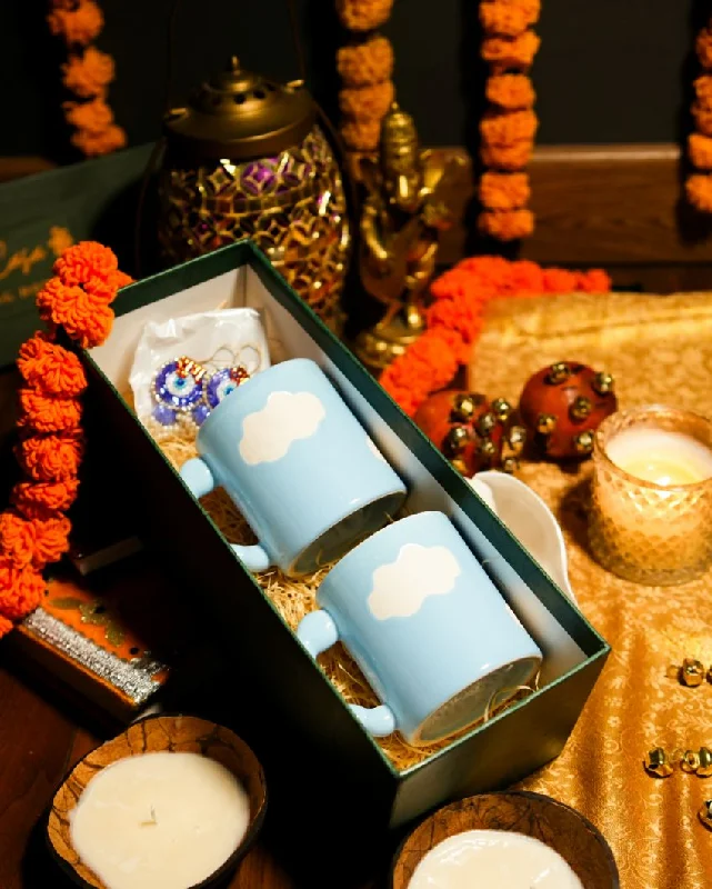 personalized gift coffee mug -Puffy Cloud 2 Coffee Mugs Diwali Gift Box Set