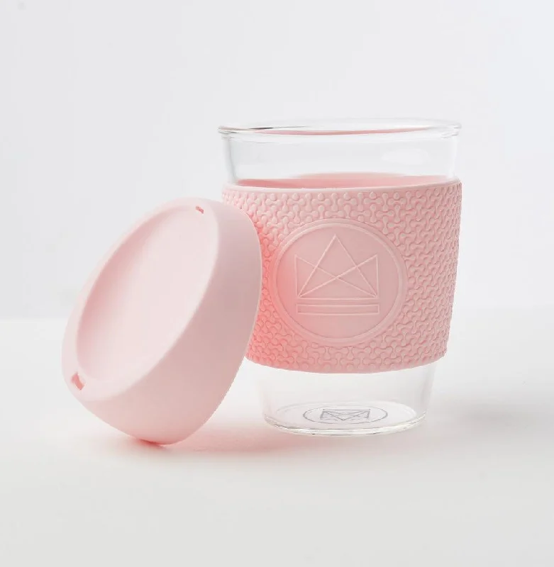 holiday-themed coffee mug -Reusable Glass Coffee Cup - 340ml - Pink Flamingo