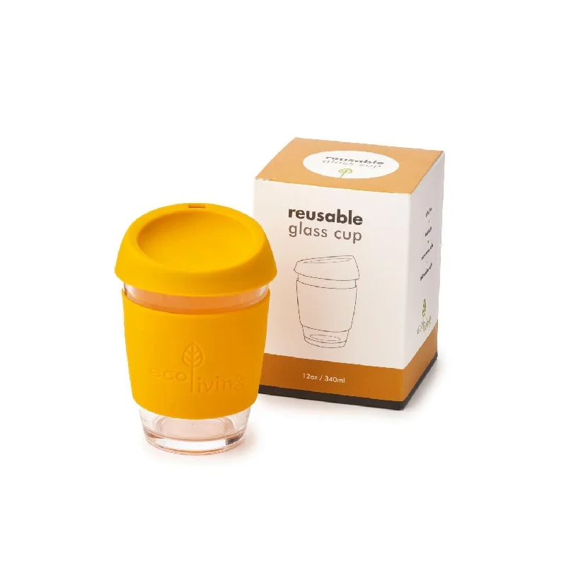 hand-crafted coffee cup -Reusable Glass Coffee Cup - Gold