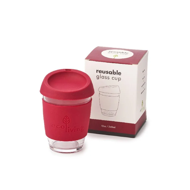 coffee cup for tea lovers -Reusable Glass Coffee Cup - Red