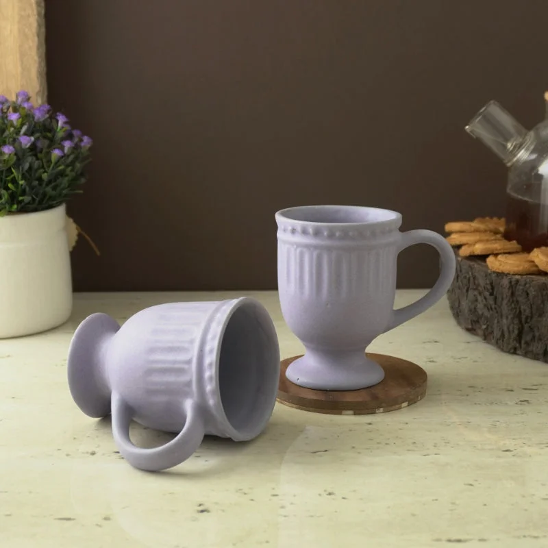 eco-friendly coffee cup -Royal Lilac Ceramic Mugs | Set of 2