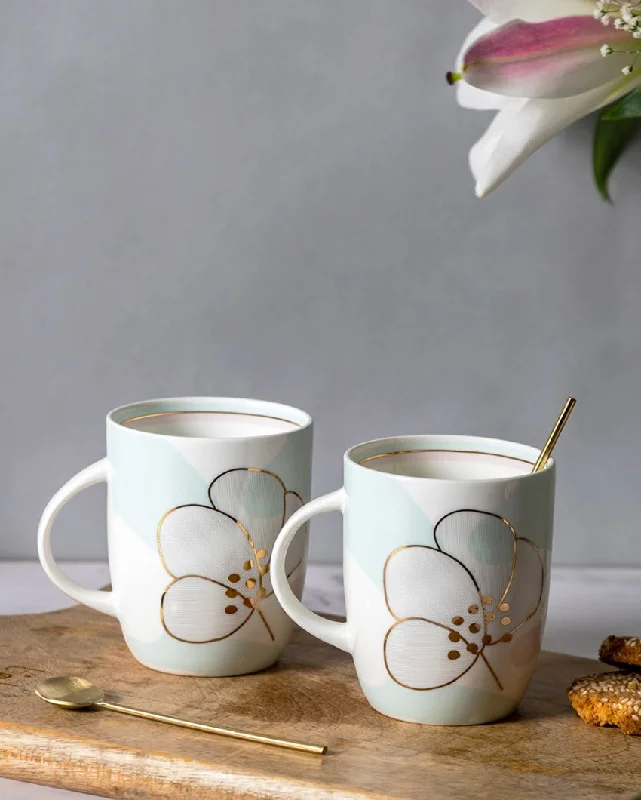 simple travel tea mug -Sakura Bone China Mugs | Set of 2