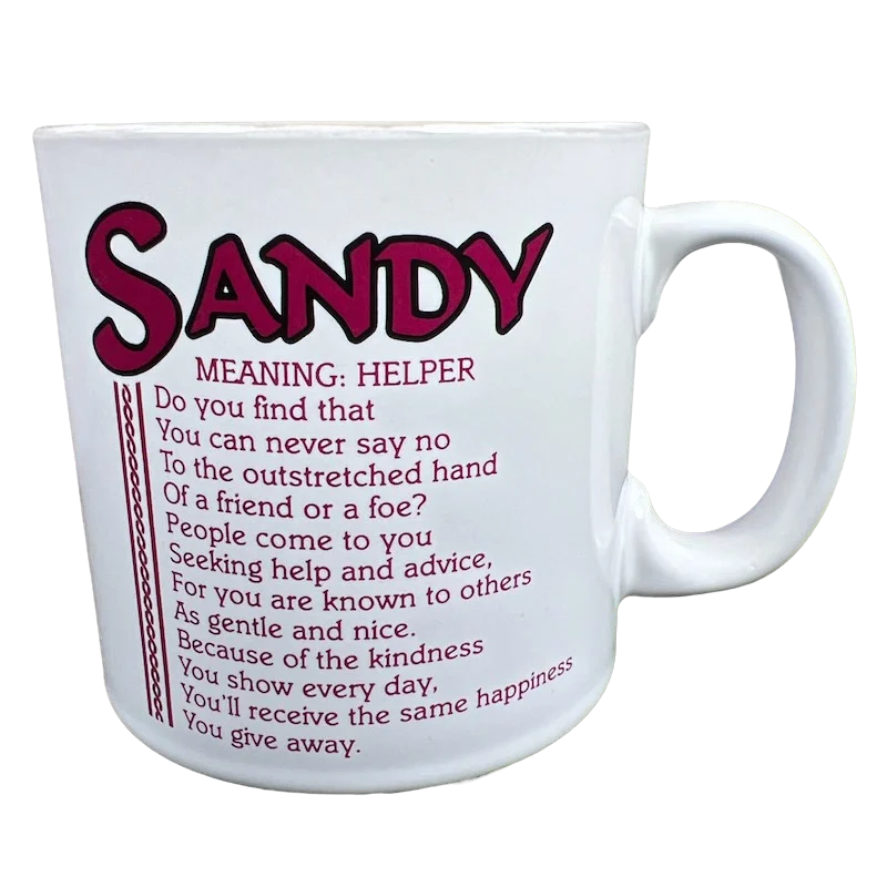 vibrant coffee mug -SANDY Poetry Name Taupe Interior Mug Papel