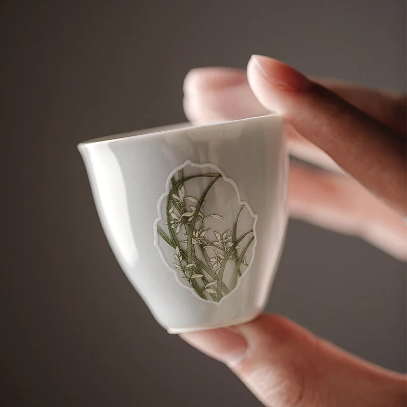 novelty coffee cup with design -Gohobi Vintage Window White Tea Cup