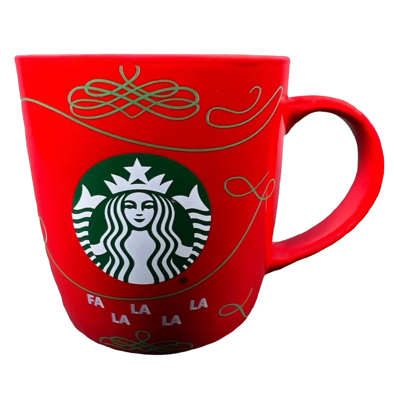 portable tea cup -Siren Logo Swirl Design Fa La La La La Red 12oz Mug 2020 Starbucks