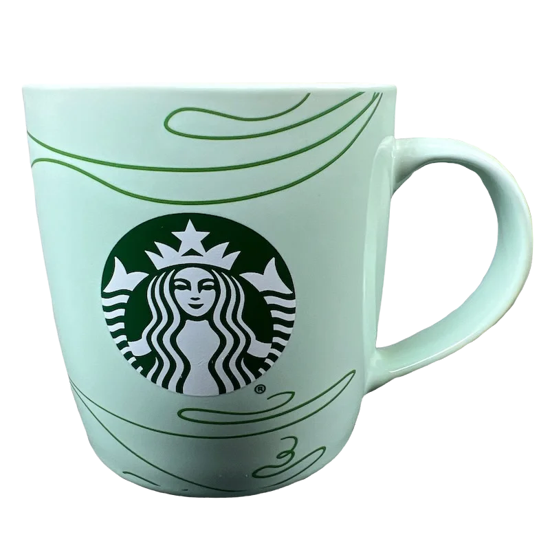 reusable coffee cup with lid -Siren Logo Swirl Design Mint Green 12oz Mug 2020 Starbucks