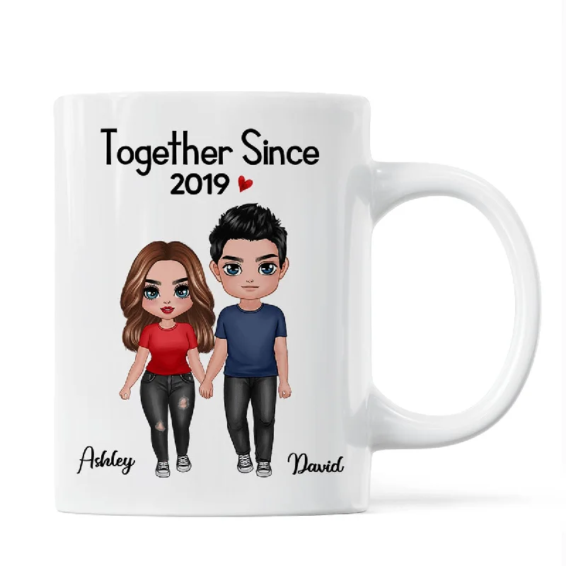 classic tea mug with design -Standing Doll Couple Valentine‘s Anniversary Gift For Him Gift For Her Personalized Mug