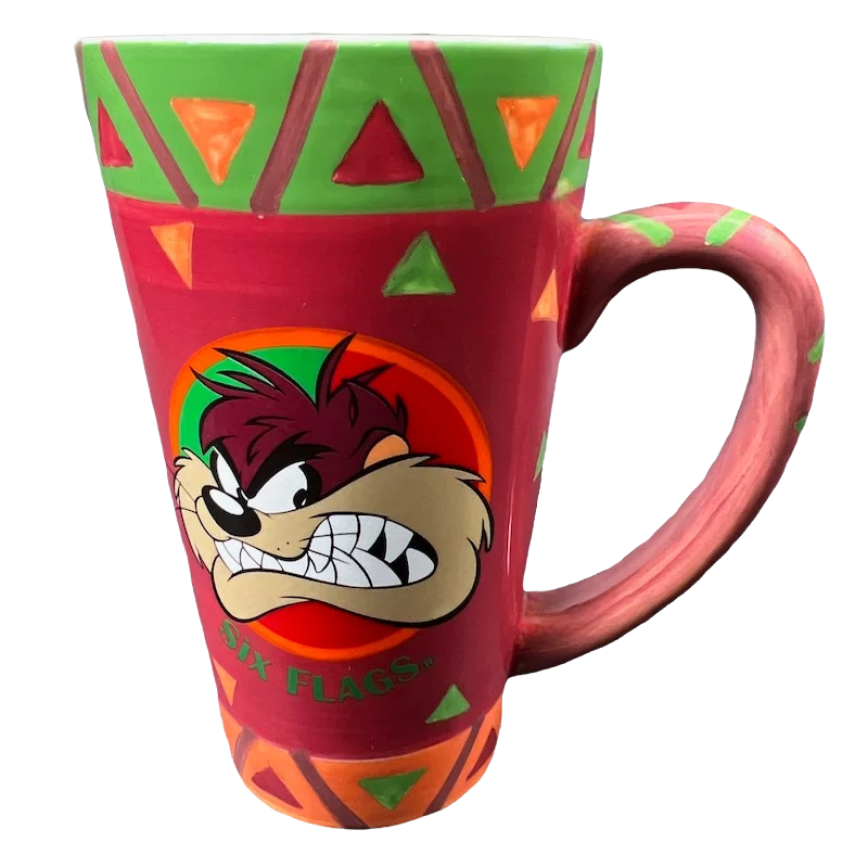 personalized coffee cup with picture -Taz Looney Tunes Six Flags Tall Mug Warner Brothers