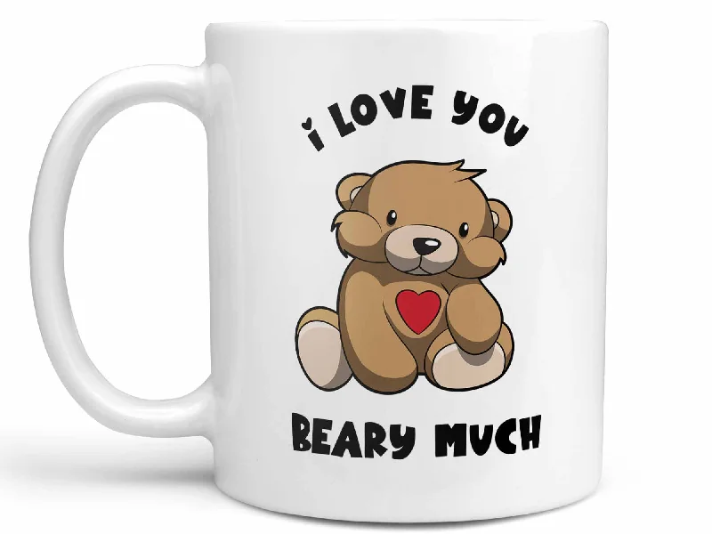 simple coffee cup with design -Beary Much Coffee Mug