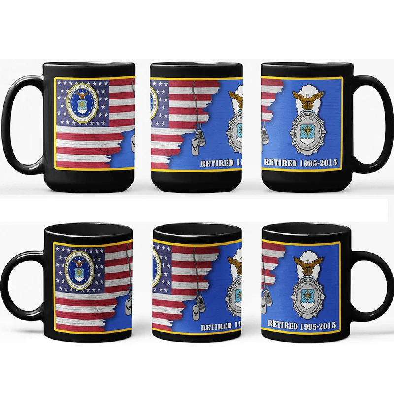 cute tea mug with design -US Air Force Ranks - Personalized 11oz - 15oz Black Mug