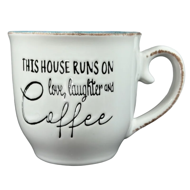 travel mug with thermal insulation -This House Runs On Love Laughter And Coffee Wax Warmer Mug Scentsy