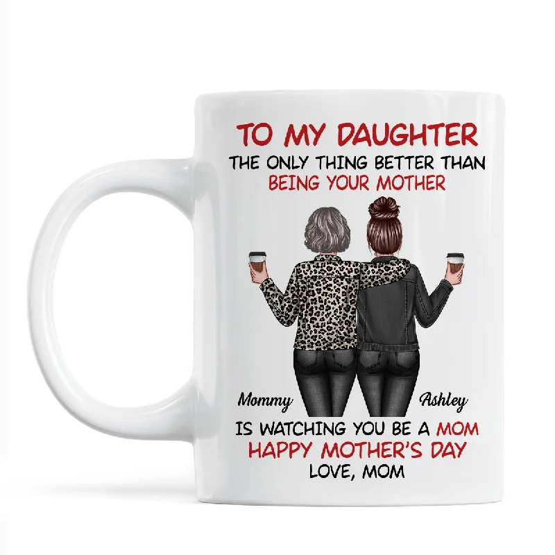 large travel mug with design -To My Daughter Back View Women Happy Mother‘s Day Personalized Mug