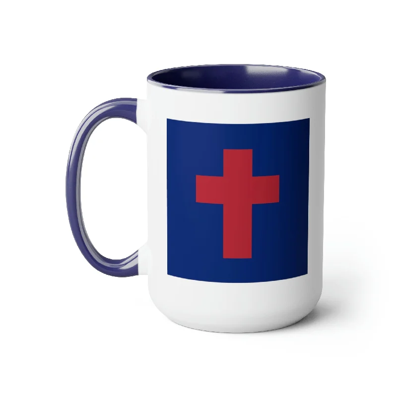 coffee mug with your name -Two-Tone Christian Flag Coffee Mugs, 15oz