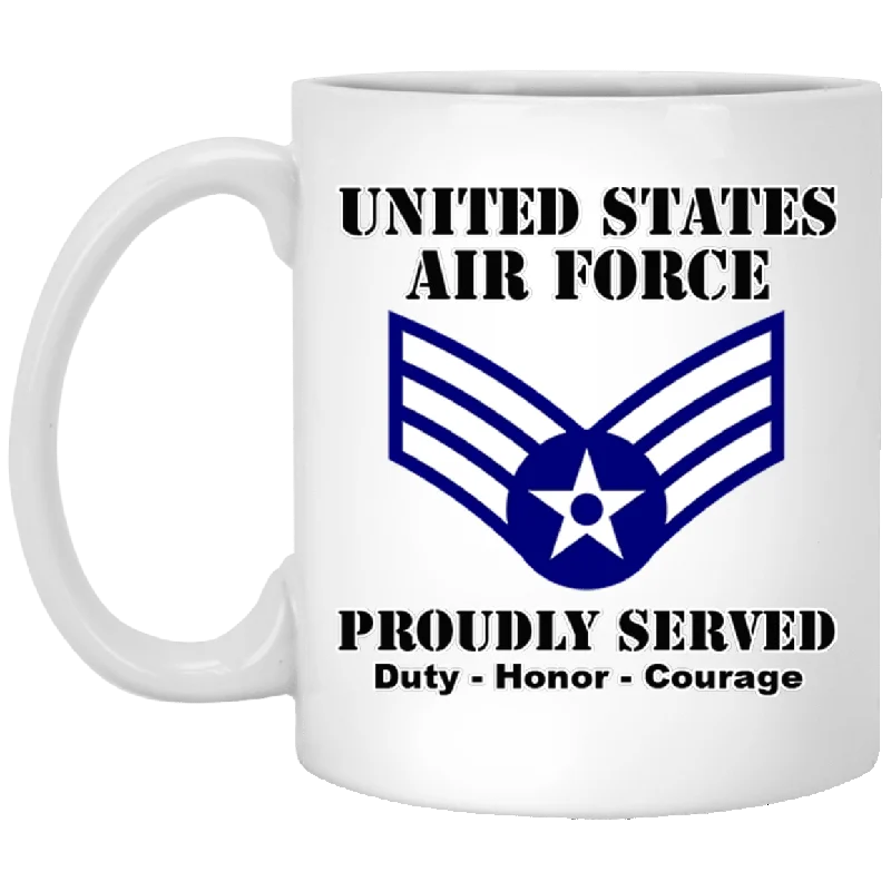 custom printed ceramic mug -US Air Force E-4 Senior Airman SrA E4 Enlisted Airman Ranks White Coffee Mug - Stainless Travel Mug