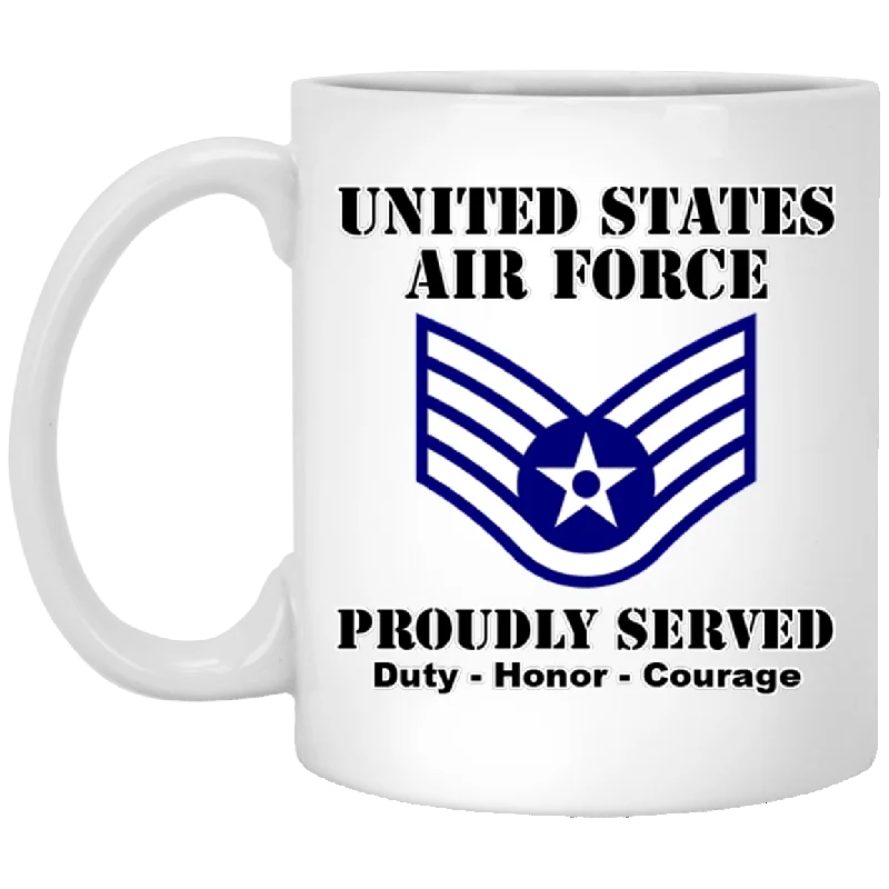 heavy-duty travel coffee mug -US Air Force E-5 Staff Sergeant SSgt E5 Noncommissioned Officer Ranks White Coffee Mug - Stainless Travel Mug