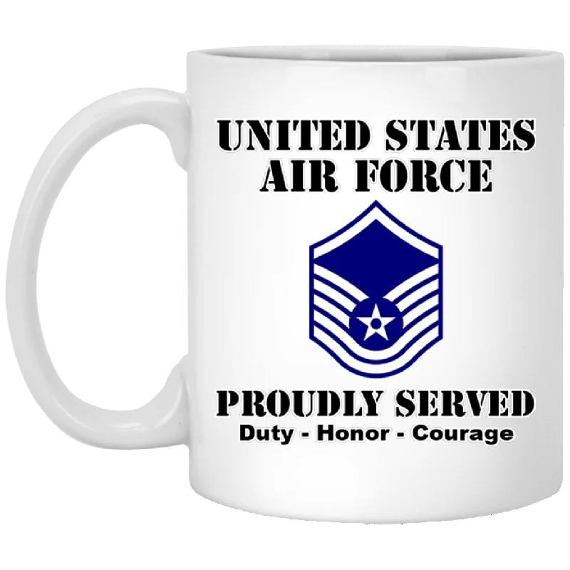 simple travel tea mug -US Air Force E-7 Master Sergeant MSgt E7 Noncommissioned Officer Ranks White Coffee Mug - Stainless Travel Mug