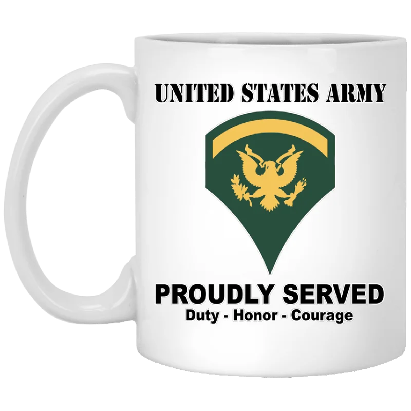 cute coffee mug with photo -US Army E-5 SPC E5 Specialist Ranks White Coffee Mug - Silver Stainless Travel Mug