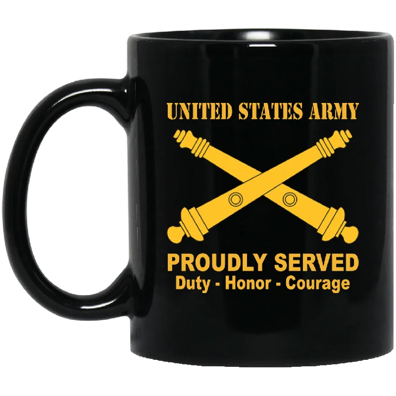 unique ceramic tea mug -US Army Field Artillery Black Mug 11 oz - 15 oz