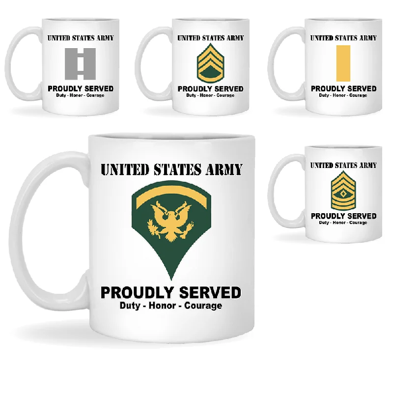 decorative coffee mug -US Army Insignia Proudly Served Core Values 11oz - 15oz White Mug