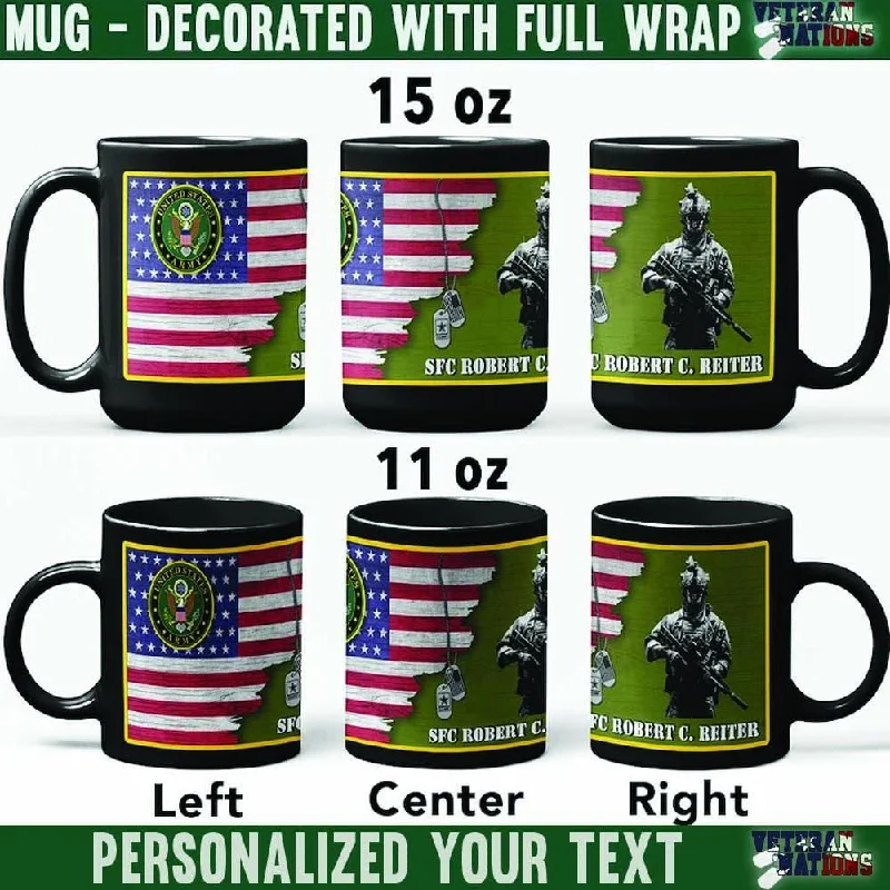 coffee cup for tea lovers -US Army Soldier - Personalized 11oz - 15oz Black Mug