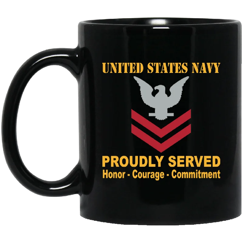 elegant coffee cup for gifts -US Navy E-5 Petty Officer Second Class E5 PO2 Collar Device Black Mug 11 oz - 15 oz