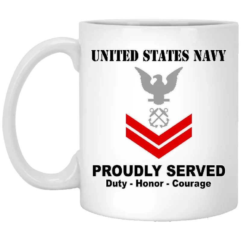 reusable thermal coffee mug -US Navy E-5 Petty Officer Second Class E5 PO2 Noncommissioned Officer Ranks T shirt White Coffee Mug - Stainless Travel Mug