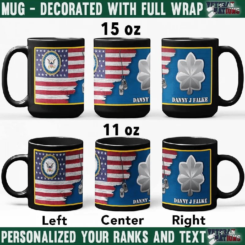 holiday-themed coffee mug -US Navy Officer - Personalized 11oz - 15oz Black Mug