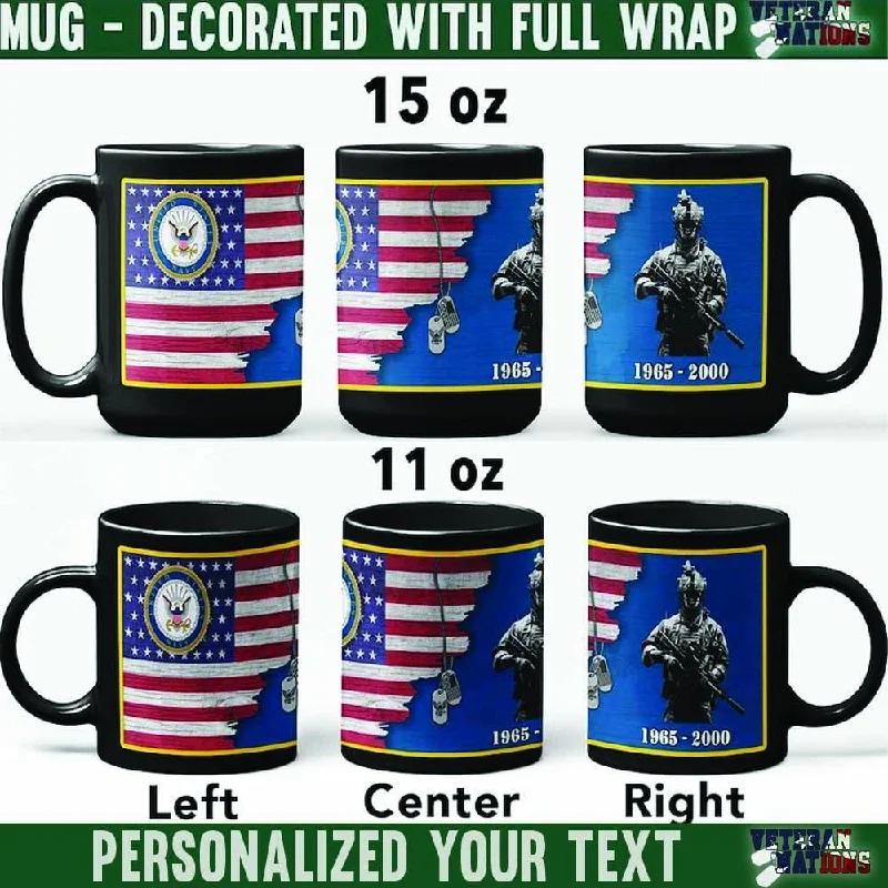 insulated coffee mug for tea -US Navy Soldier - Personalized 11oz - 15oz Black Mug