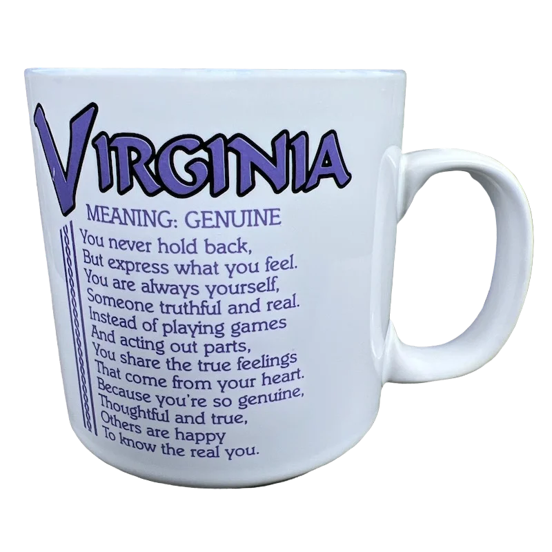 coffee mug with cute message -VIRGINIA Poetry Name Purple Interior Mug Papel