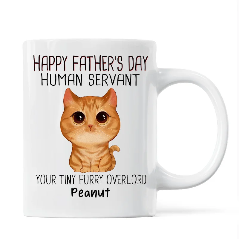 monogrammed coffee mug -Watercolor Cute Cats Happy Father‘s Day Cat Human Servant Personalized Mug