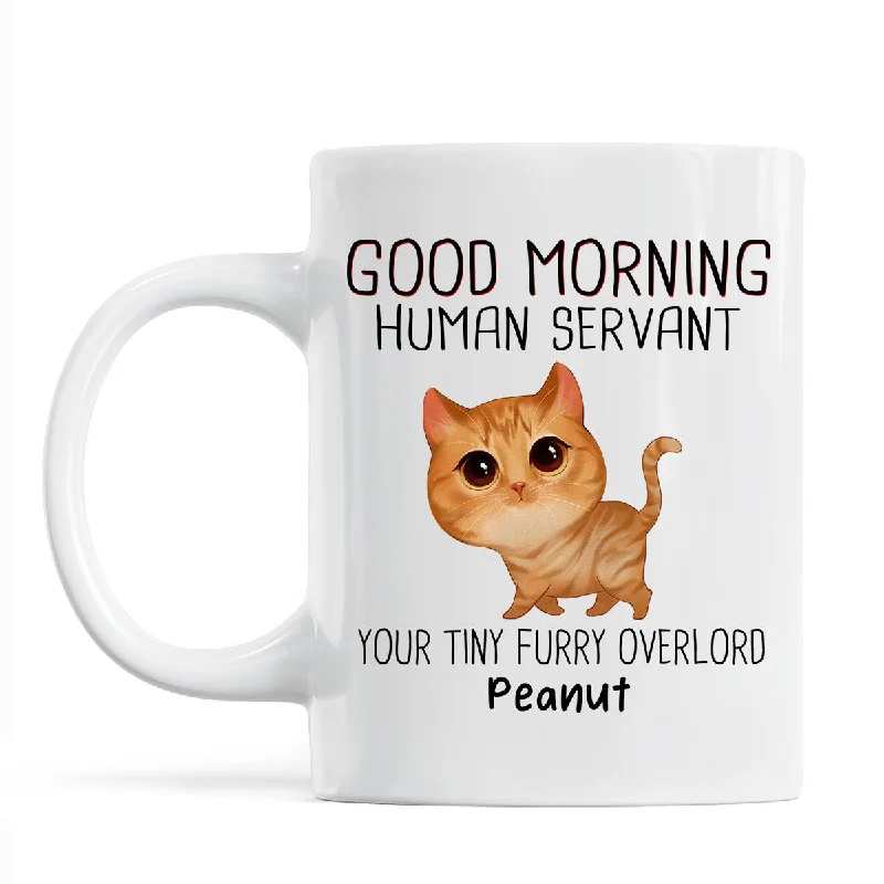 stylish insulated tea mug -Watercolor Cute Cats Walking Good Morning Cat Human Servant Personalized Mug