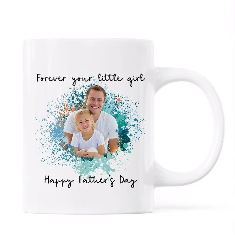 handmade coffee mug for gifts -Watercolor Splash Custom Photo Father‘s Day Gift For Dad Personalized Mug