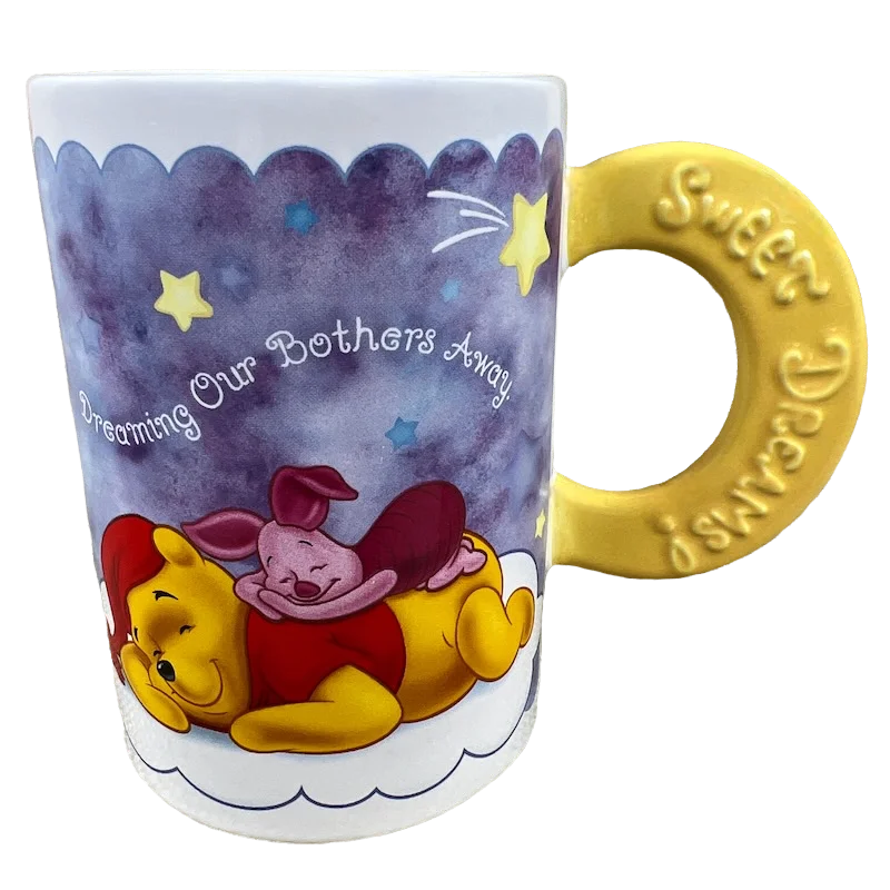 heavy-duty travel coffee mug -Winnie The Pooh Piglet Tigger Sweet Dreams Moon Handle Mug Houston Harvest