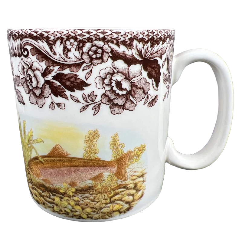 double-walled tea mug -Woodland North American Fish Rainbow Trout Mug Spode