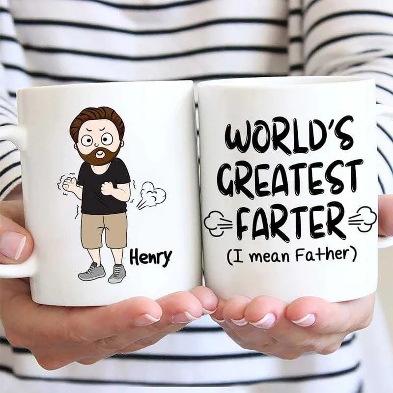 fun travel mug with graphic -World‘s Greatest Farter Funny Gift For Dad Father Personalized Mug