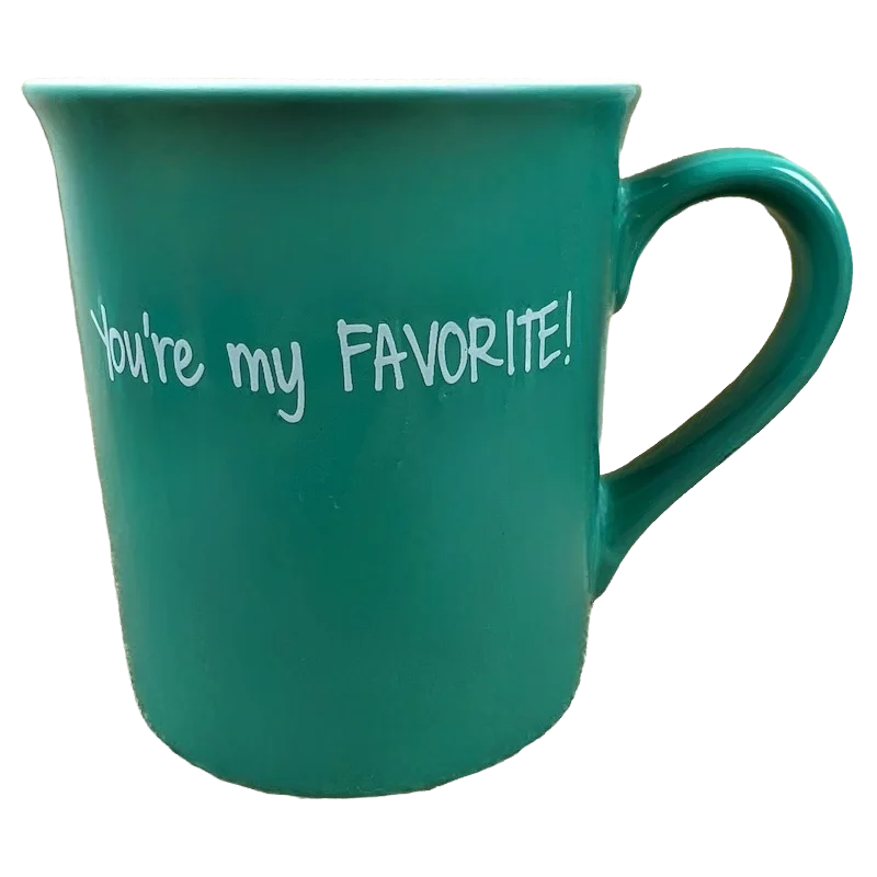 black and white coffee mug -You're My Favorite! Green Mug With White Interior Love Your Mug