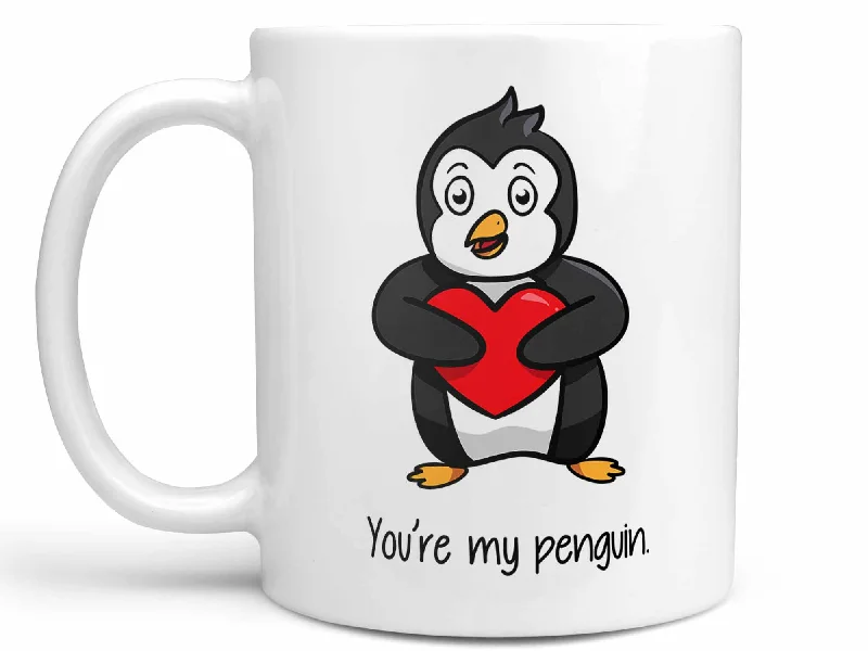 monogrammed coffee mug -Penguin Heart Coffee Mug