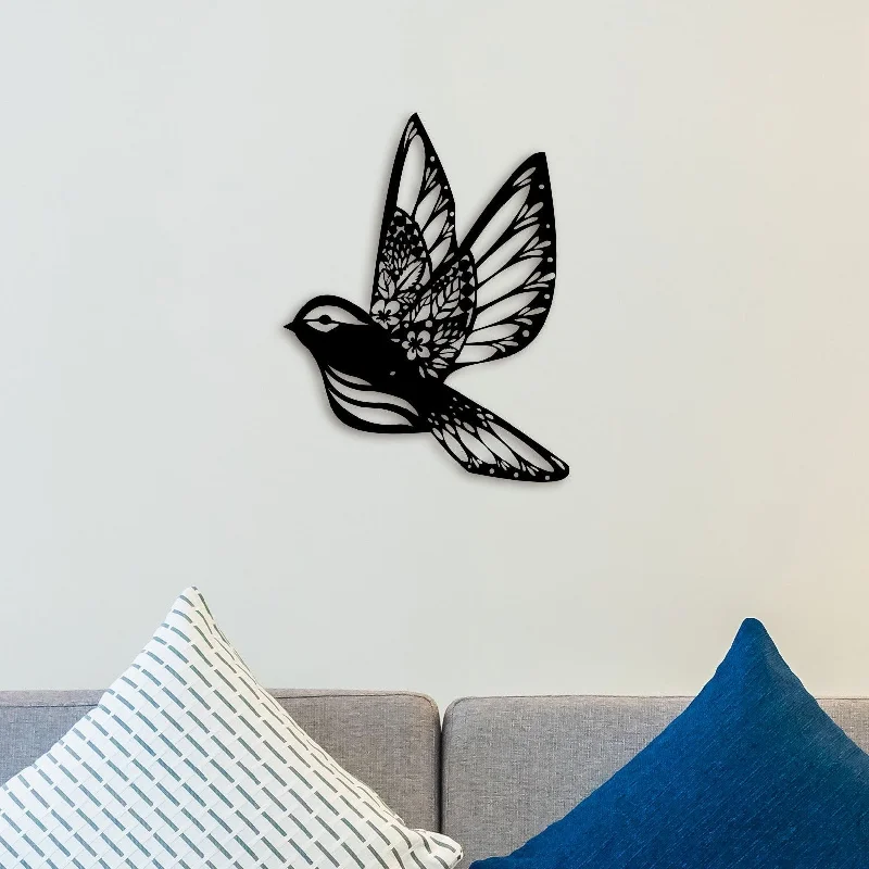 abstract botanical nature wall art paintings-Beautiful Flying Bird Metal Wall Art