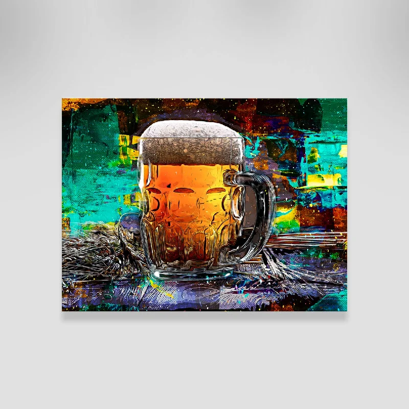 modern retro coastal landscape paintings-Beer Me Abstract