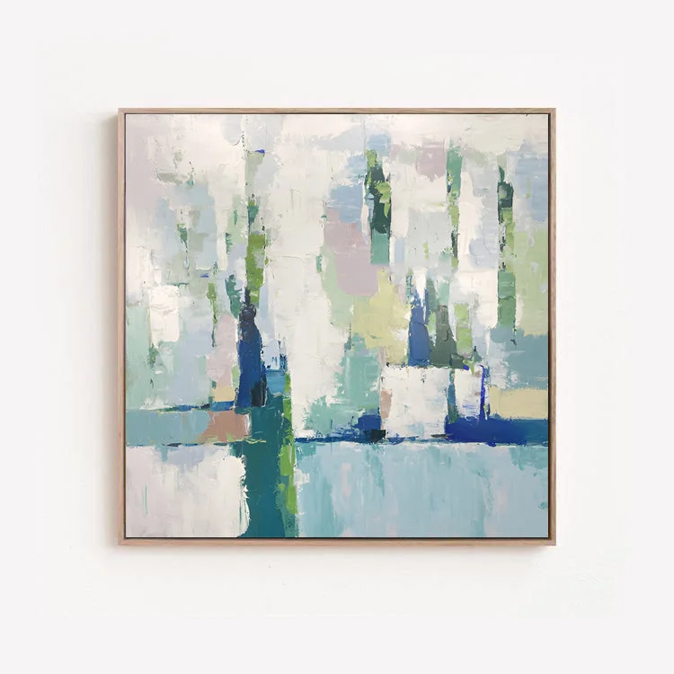 abstract tropical nature wall canvas paintings-La Foret - Abstract Blue and Green Painting on Canvas